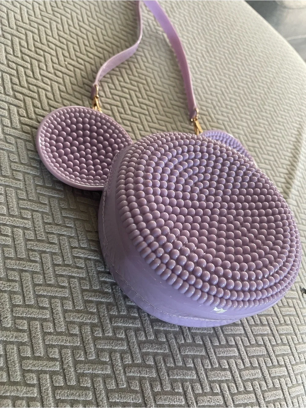 Kids Lilac Beaded Mouse Crossbody Bag